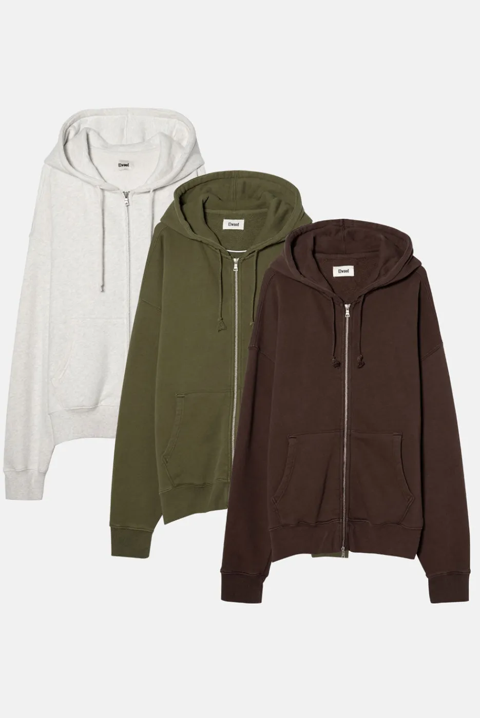 Elwood Clothing UNLINED ZIP HOODIE 3 PACK