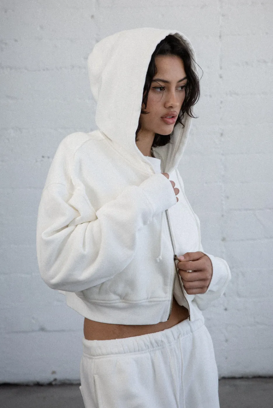 Elwood Clothing BABYDOLL CROP ZIP HOODIE