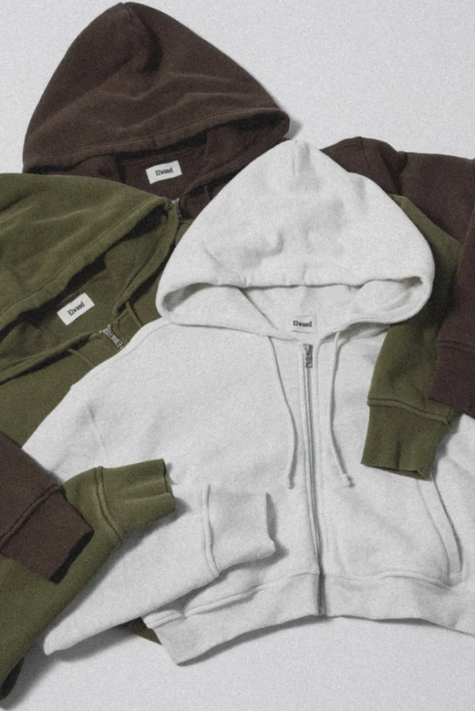 Elwood Clothing BABYDOLL CROP ZIP HOODIE 3 PACK