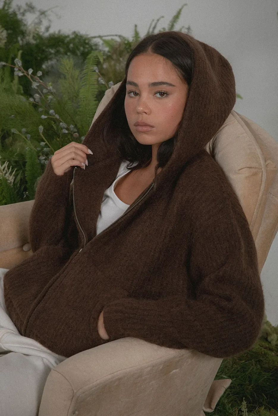 Elwood Clothing MOHAIR BLEND ZIP HOODIE