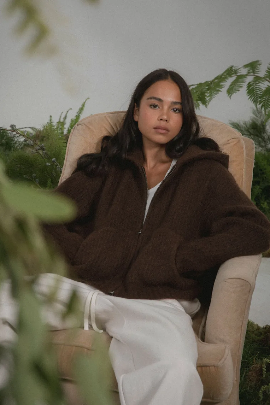 Elwood Clothing MOHAIR BLEND ZIP HOODIE