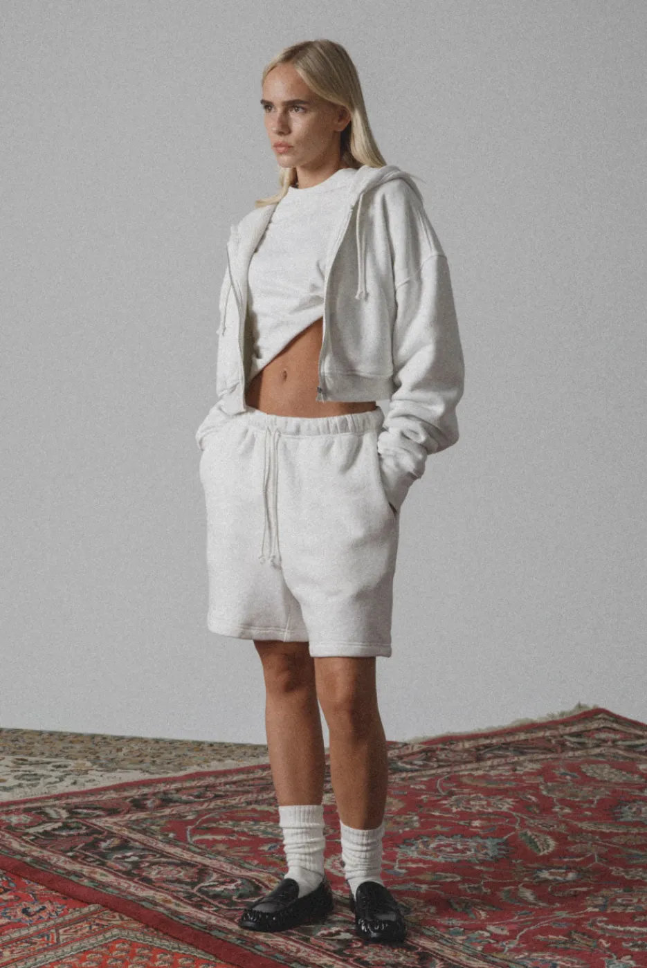 Elwood Clothing BABYDOLL CROP ZIP HOODIE